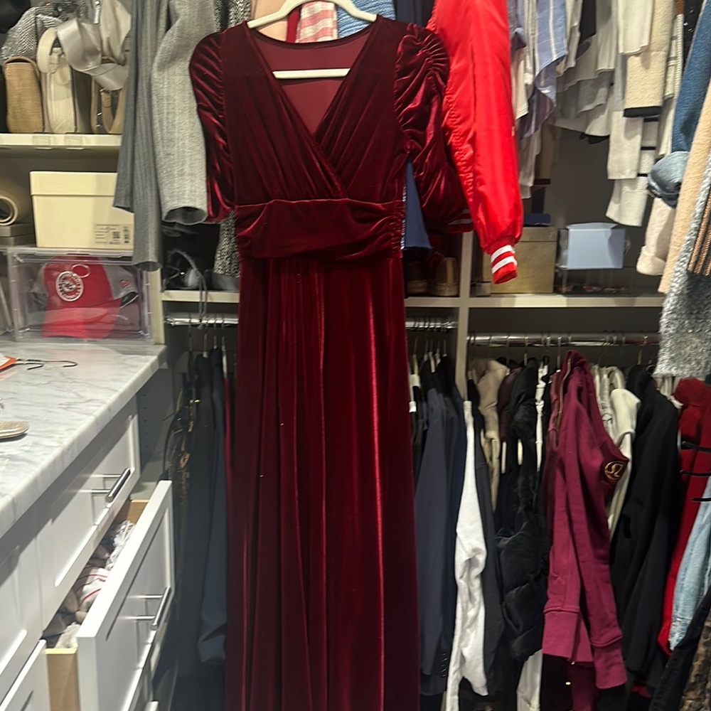 Elegant Red Velvet Dress